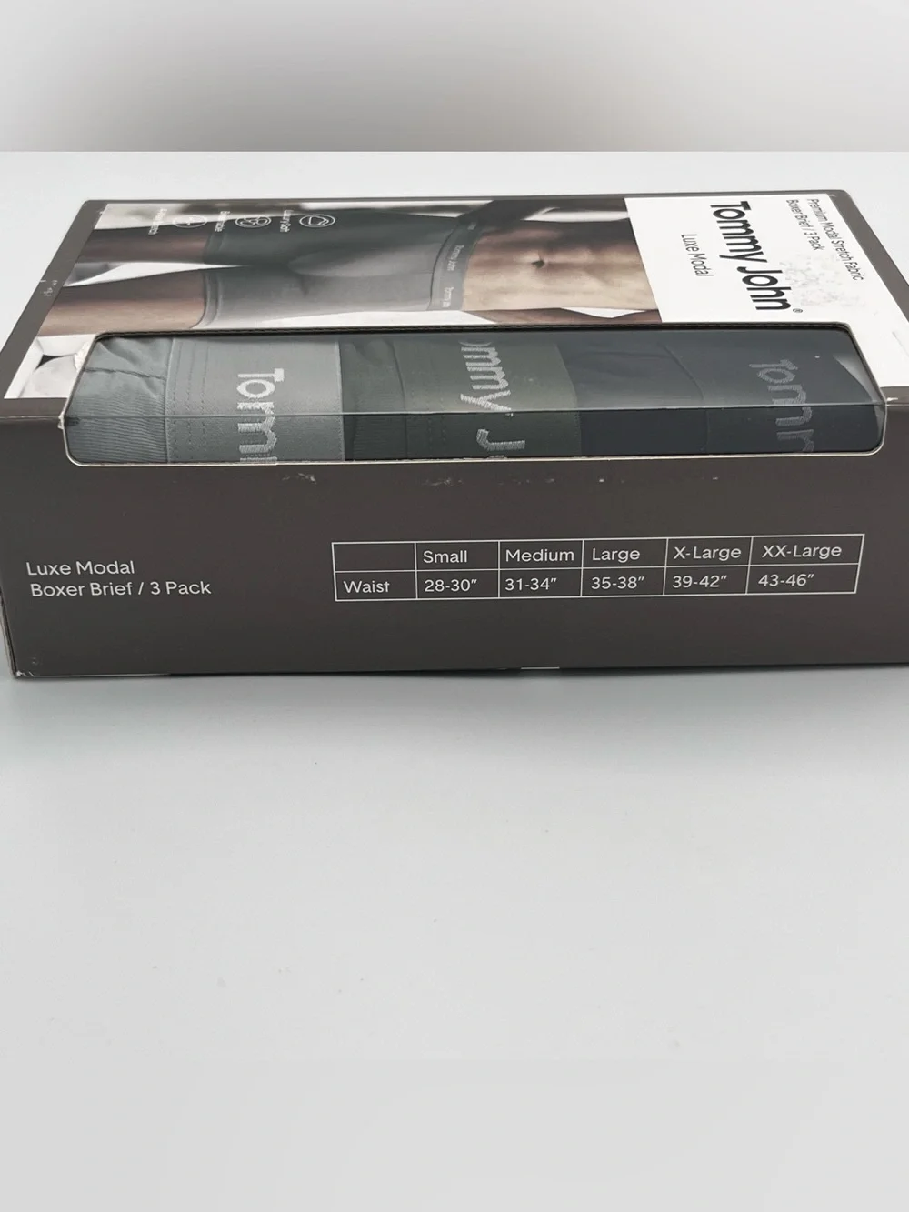 Tommy John Luxe Modal 3-Pack Boxer Briefs - Black, Green,Gray Men’s Size Small